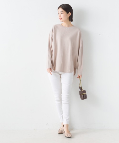 OMNES（オムネス）の「リップルダブルフェイス裾ラウンド長袖Tシャツ（Tシャツ/カットソー・レディース・ブラック/ベージュ/ホワイト/ネイビー・LARGE/MEDIUM）」の18枚目の写真