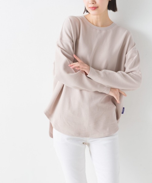 OMNES（オムネス）の「リップルダブルフェイス裾ラウンド長袖Tシャツ（Tシャツ/カットソー・レディース・ブラック/ベージュ/ホワイト/ネイビー・LARGE/MEDIUM）」の19枚目の写真