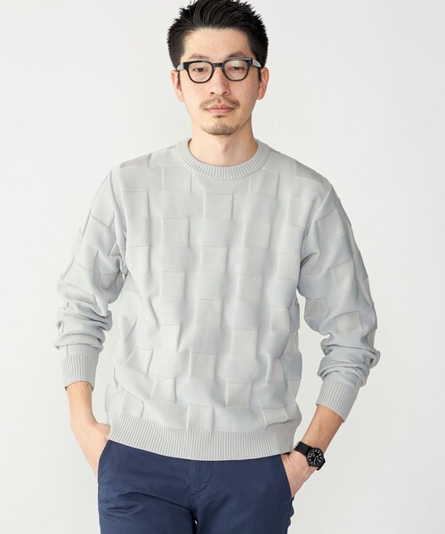 SHIPS(シップス)の「SHIPS: 〈手洗い可能〉Amossa(R) シャンティ ブロック リンクス編み 長袖 ニット(ニット/セーター・メンズ・ブラック/ライトグレー/ネイビー・MEDIUM/X-LARGE/LARGE/SMALL)」の4枚目の写真