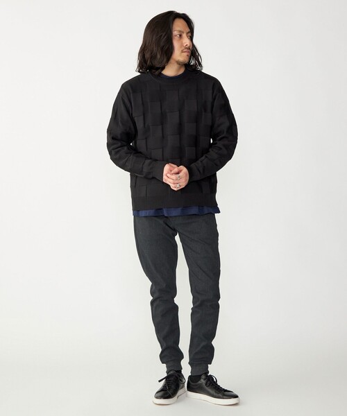 SHIPS(シップス)の「SHIPS: 〈手洗い可能〉Amossa(R) シャンティ ブロック リンクス編み 長袖 ニット(ニット/セーター・メンズ・ブラック/ライトグレー/ネイビー・MEDIUM/X-LARGE/LARGE/SMALL)」の7枚目の写真