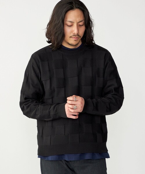 SHIPS(シップス)の「SHIPS: 〈手洗い可能〉Amossa(R) シャンティ ブロック リンクス編み 長袖 ニット(ニット/セーター・メンズ・ブラック/ライトグレー/ネイビー・MEDIUM/X-LARGE/LARGE/SMALL)」の12枚目の写真