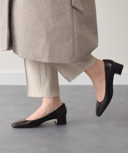 【FABIO RUSCONI】スクエアトウフレアヒールパンプス(F41108)（パンプス）｜Fabio Rusconi（ファビオルスコーニ）