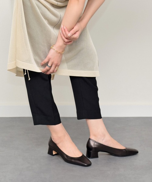 【FABIO RUSCONI】スクエアトウフレアヒールパンプス(F41108)（パンプス）｜Fabio Rusconi（ファビオルスコーニ）