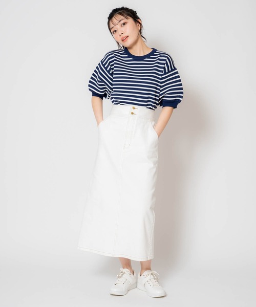 NOELA（ノエラ）の「デニムタイトスカート（デニムスカート・レディース・オフホワイト/ダークインディゴブルー/インディゴブルー・S/M）」の14枚目の写真