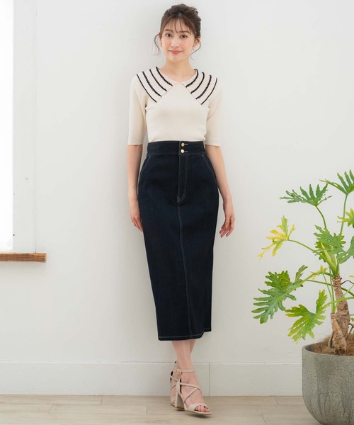 NOELA（ノエラ）の「デニムタイトスカート（デニムスカート・レディース・オフホワイト/ダークインディゴブルー/インディゴブルー・S/M）」の16枚目の写真