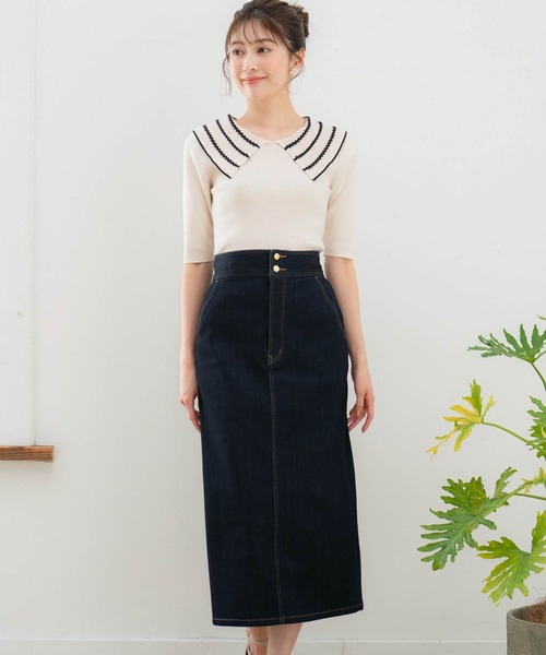 NOELA（ノエラ）の「デニムタイトスカート（デニムスカート・レディース・オフホワイト/ダークインディゴブルー/インディゴブルー・S/M）」の22枚目の写真