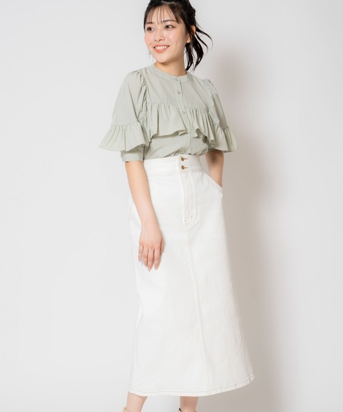 NOELA（ノエラ）の「デニムタイトスカート（デニムスカート・レディース・オフホワイト/ダークインディゴブルー/インディゴブルー・S/M）」の21枚目の写真