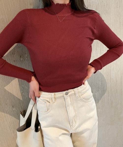 Miniministore(ミニミニストア)の「ニットセーター レディース 長袖 10色(ニット/セーター・レディース・モカ/ベージュ/ホワイト/グリーン/ブラック/グレー/ブルー/マスタード/ピンク/ワインレッド・FREE)」の10枚目の写真