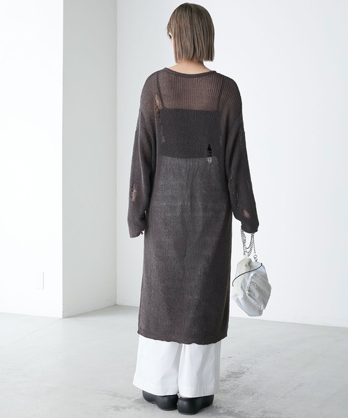 ワイズ　ロング丈 ニットワンピース ダメージ編み　タートルネック 楽天市場】ニットワンピース レディース ニット タートルネック ひざ丈