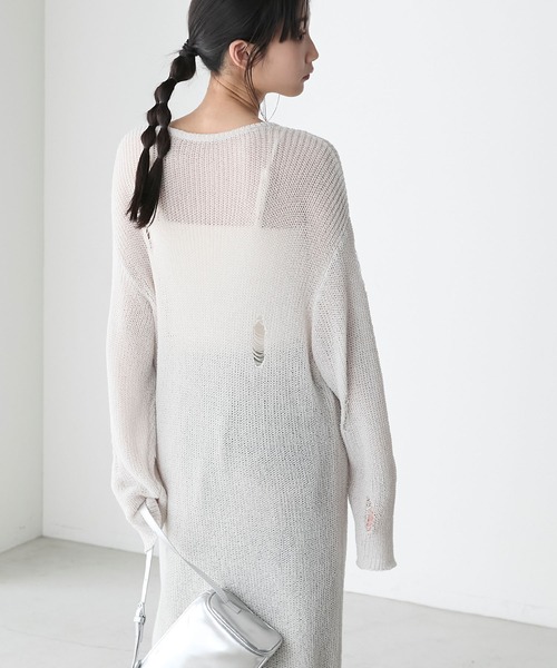 forksy.（フォルクシー）の「【forksy.】ダメージニットワンピース（ワンピース・レディース・チャコール/オフホワイト/サックスブルー・FREE）」の14枚目の写真