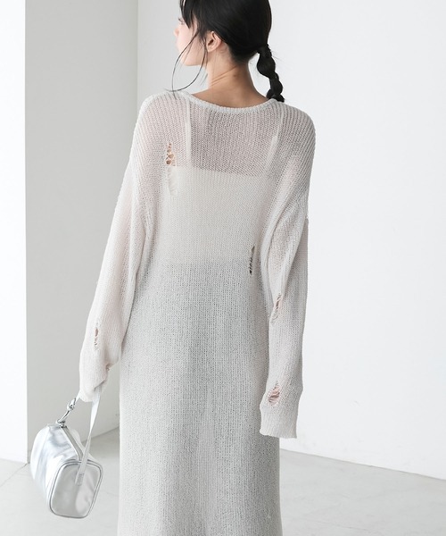 forksy.（フォルクシー）の「【forksy.】ダメージニットワンピース（ワンピース・レディース・チャコール/オフホワイト/サックスブルー・FREE）」の15枚目の写真