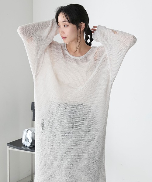 forksy.】ダメージニットワンピース（ワンピース）｜forksy.（フォルク