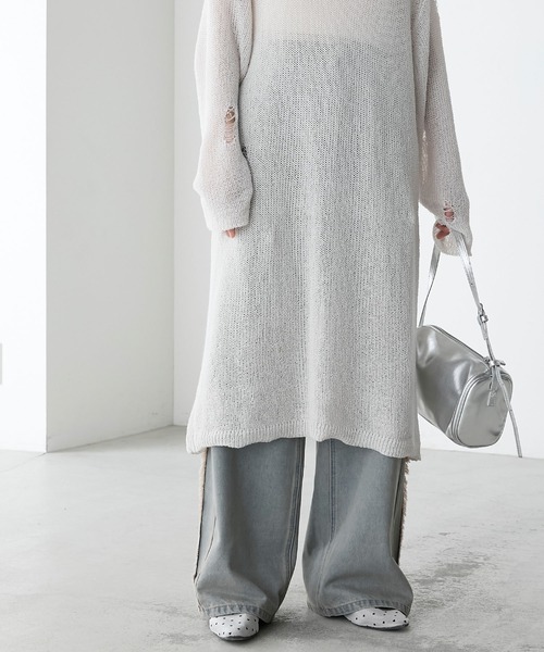 forksy.（フォルクシー）の「【forksy.】ダメージニットワンピース（ワンピース・レディース・チャコール/オフホワイト/サックスブルー・FREE）」の21枚目の写真