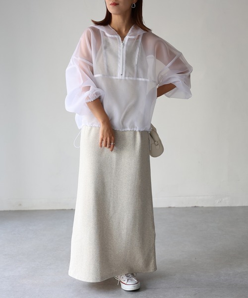 Riberry（リベリー）の「ドロストシアーアノラックパーカー（パーカー・レディース・オフホワイト/ブラック・FREE）」の13枚目の写真