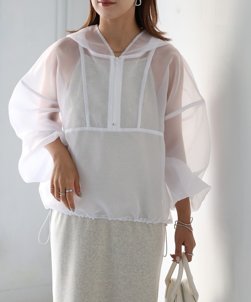 Riberry（リベリー）の「ドロストシアーアノラックパーカー（パーカー・レディース・オフホワイト/ブラック・FREE）」の9枚目の写真