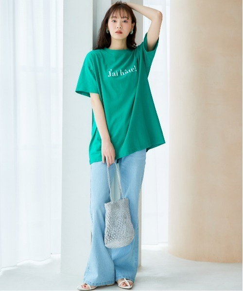 miclat（ミクラ）の「大きいサイズ　ルーズシルエットロゴプリントTシャツ　miclat（Tシャツ/カットソー・レディース・ネイビー/ホワイト/グリーン・L/LL/3L/4L/5L）」の10枚目の写真