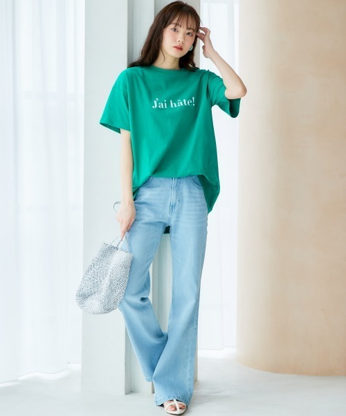 miclat（ミクラ）の「大きいサイズ　ルーズシルエットロゴプリントTシャツ　miclat（Tシャツ/カットソー・レディース・ネイビー/ホワイト/グリーン・L/LL/3L/4L/5L）」の6枚目の写真