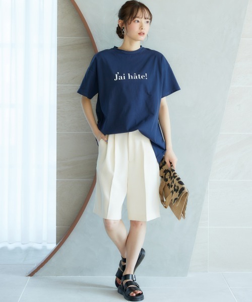 miclat（ミクラ）の「大きいサイズ　ルーズシルエットロゴプリントTシャツ　miclat（Tシャツ/カットソー・レディース・ネイビー/ホワイト/グリーン・L/LL/3L/4L/5L）」の8枚目の写真