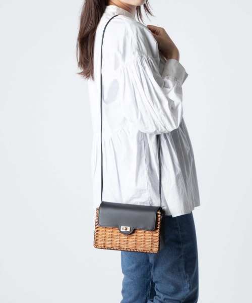 The Bagmati（ザバグマティ）の「BAGMATI LEATHER COMBINATION BASKET SHOULDERBAG バグマティ レザー使い かごバッグ　ショルダー（ショルダーバッグ・レディース・ブラック・FREE）」の16枚目の写真