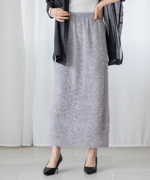 BAYFLOW(ベイフロー)の「シャギージャガードスカート(スカート・レディース・ブラック/オフホワイト/ブルー・FREE)」の2枚目の写真