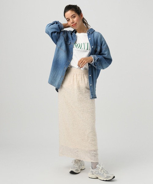 BAYFLOW(ベイフロー)の「シャギージャガードスカート(スカート・レディース・ブラック/オフホワイト/ブルー・FREE)」の11枚目の写真