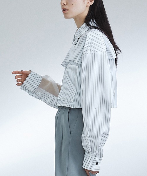 UNITED TOKYO（ユナイテッドトウキョウ）の「シアーレイヤードシャツ（シャツ/ブラウス・レディース・ブラック/マルチ/ベージュ・1/2）」の19枚目の写真