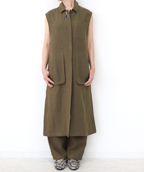 ハイカウントリネンロングジレ