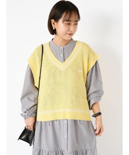 ehka sopo（エヘカソポ）の「チルデン刺繍ベスト（ベスト・レディース・オフホワイト/ネイビー/イエロー/グリーン・F）」の5枚目の写真