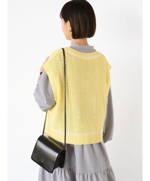 ehka sopo（エヘカソポ）の「チルデン刺繍ベスト（ベスト・レディース・オフホワイト/ネイビー/イエロー/グリーン・F）」の6枚目の写真