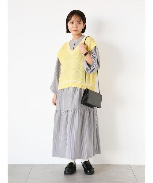 ehka sopo（エヘカソポ）の「チルデン刺繍ベスト（ベスト・レディース・オフホワイト/ネイビー/イエロー/グリーン・F）」の8枚目の写真