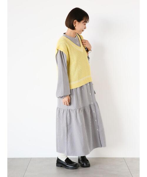 ehka sopo（エヘカソポ）の「チルデン刺繍ベスト（ベスト・レディース・オフホワイト/ネイビー/イエロー/グリーン・F）」の9枚目の写真