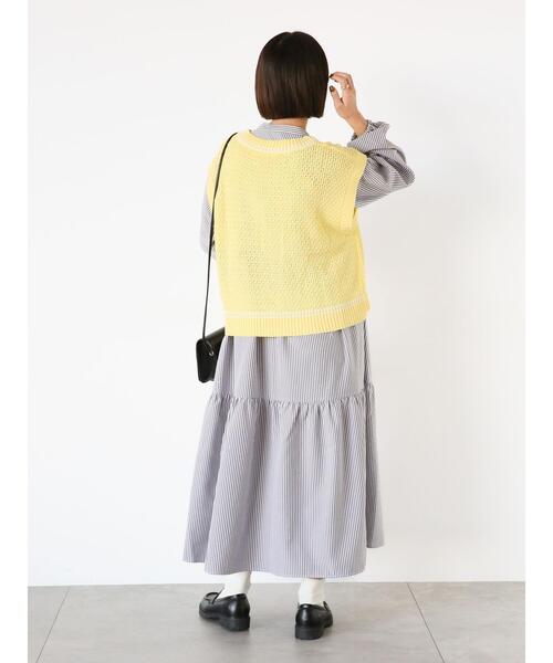 ehka sopo（エヘカソポ）の「チルデン刺繍ベスト（ベスト・レディース・オフホワイト/ネイビー/イエロー/グリーン・F）」の10枚目の写真