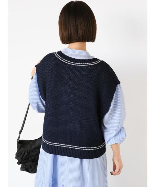 ehka sopo（エヘカソポ）の「チルデン刺繍ベスト（ベスト・レディース・オフホワイト/ネイビー/イエロー/グリーン・F）」の13枚目の写真