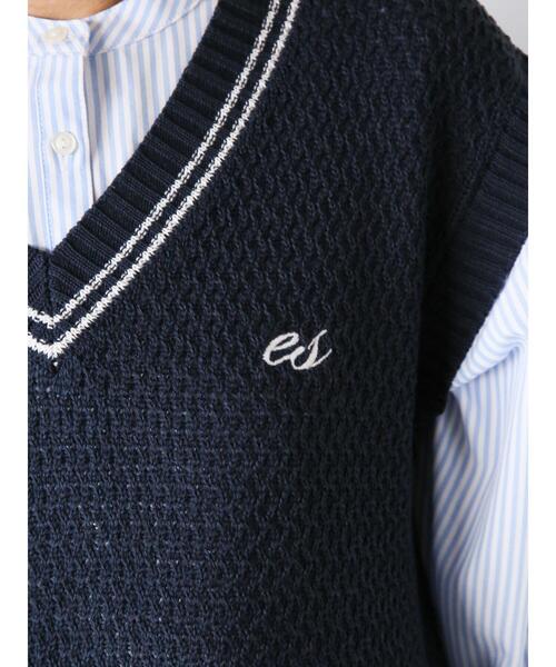 ehka sopo（エヘカソポ）の「チルデン刺繍ベスト（ベスト・レディース・オフホワイト/ネイビー/イエロー/グリーン・F）」の14枚目の写真