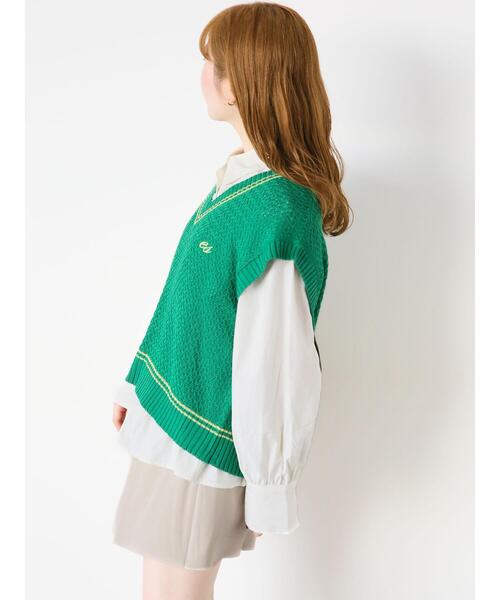 ehka sopo（エヘカソポ）の「チルデン刺繍ベスト（ベスト・レディース・オフホワイト/ネイビー/イエロー/グリーン・F）」の19枚目の写真