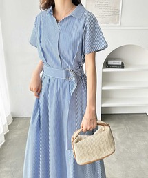 GeeRA | 上品スキッパーシャツワンピース(シャツワンピース)