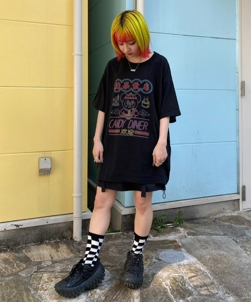 Candy Stripper(キャンディストリッパー)の「CANDY DINER BIG Tシャツ(Tシャツ/カットソー・レディース・オフホワイト/ブラック/イエロー・2)」の6枚目の写真