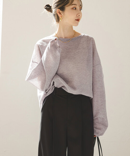 Noble（ノーブル）の「《追加》スポンジシアーニットプルオーバー2（ニット/セーター・レディース・ネイビー/ラベンダー/ライトグレー/アイボリー・FREE）」の22枚目の写真