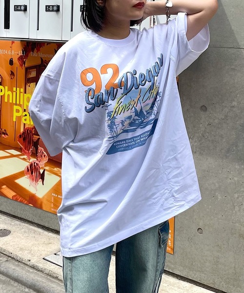 PBLIM（ページボーイリム）の「PBLIM/レトロサマービッグT（Tシャツ/カットソー・レディース・ブルー/チャコールグレー/オフホワイト・LARGE/MEDIUM）」の4枚目の写真