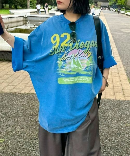 PBLIM（ページボーイリム）の「PBLIM/レトロサマービッグT（Tシャツ/カットソー・レディース・ブルー/チャコールグレー/オフホワイト・LARGE/MEDIUM）」の5枚目の写真