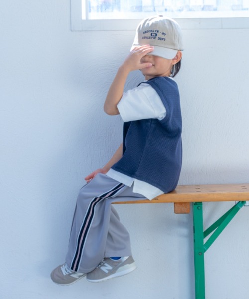 and D. petit main（アンドディープティマイン）の「カレッジロゴ刺繍CAP（キャップ・キッズ・ライトピンク/ベージュ/ネイビー・L(56cm)/M(54cm））」の8枚目の写真