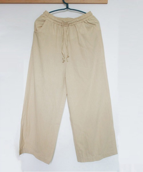 Miniministore（ミニミニストア）の「綿麻ワイドパンツ ロングパンツ春秋（スラックス・レディース・ブラック/ホワイト/ベージュ/ネイビー/カーキ/ダークグレー・FREE）」の16枚目の写真