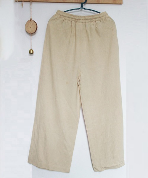 Miniministore（ミニミニストア）の「綿麻ワイドパンツ ロングパンツ春秋（スラックス・レディース・ブラック/ホワイト/ベージュ/ネイビー/カーキ/ダークグレー・FREE）」の17枚目の写真