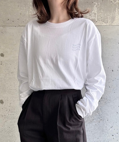 cuorequal(クオレコール)の「ワンポイントロングTシャツ(Tシャツ/カットソー・レディース・ホワイト・MEDIUM/LARGE)」の6枚目の写真