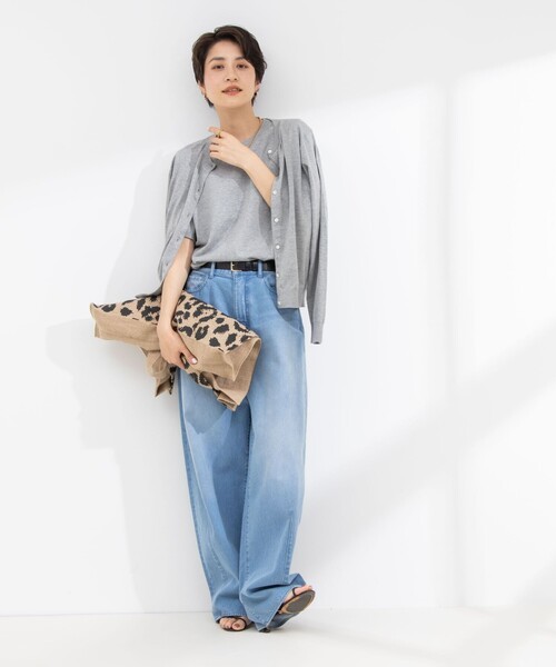 Rie Miller（リエミラー）の「《アンサンブル対応》《手洗い可能》GIZA COTTONベーシッククルーネックカーディガン（カーディガン/ボレロ・レディース・イエロー/ライトグレー/ブラック系その他/ブラック・38）」の15枚目の写真