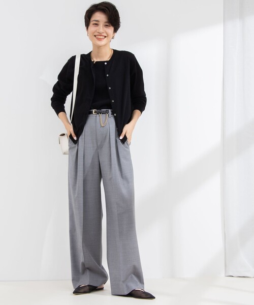 Rie Miller（リエミラー）の「《アンサンブル対応》《手洗い可能》GIZA COTTONベーシッククルーネックカーディガン（カーディガン/ボレロ・レディース・イエロー/ライトグレー/ブラック系その他/ブラック・38）」の17枚目の写真