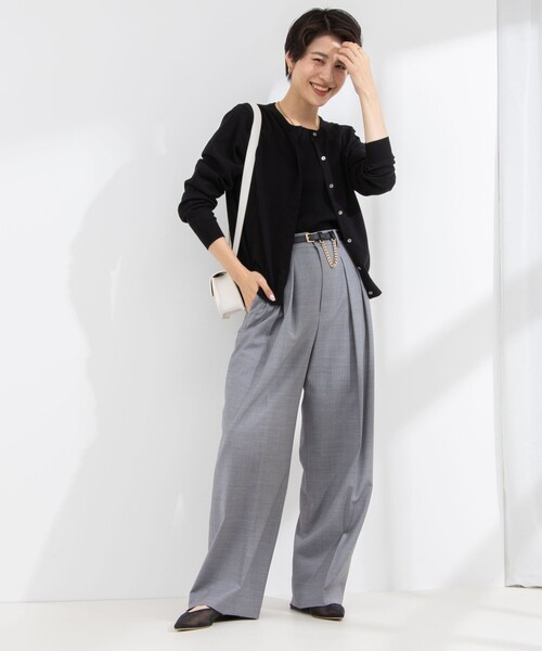 Rie Miller（リエミラー）の「《アンサンブル対応》《手洗い可能》GIZA COTTONベーシッククルーネックカーディガン（カーディガン/ボレロ・レディース・イエロー/ライトグレー/ブラック系その他/ブラック・38）」の18枚目の写真