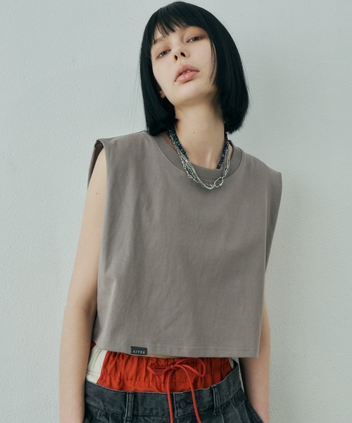 AIVER(アイバー)の「AIVER 16/-ウォッシュ天竺クロップドN/S TEE(Tシャツ/カットソー・レディース・ホワイト/ブラック/チャコールグレー/アッシュグレー・SMALL/MEDIUM/LARGE)」の4枚目の写真