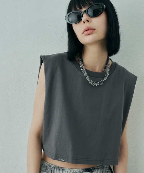 AIVER(アイバー)の「AIVER 16/-ウォッシュ天竺クロップドN/S TEE(Tシャツ/カットソー・レディース・ホワイト/ブラック/チャコールグレー/アッシュグレー・SMALL/MEDIUM/LARGE)」の22枚目の写真