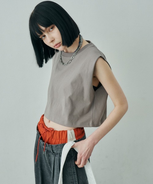 AIVER(アイバー)の「AIVER 16/-ウォッシュ天竺クロップドN/S TEE(Tシャツ/カットソー・レディース・ホワイト/ブラック/チャコールグレー/アッシュグレー・SMALL/MEDIUM/LARGE)」の5枚目の写真